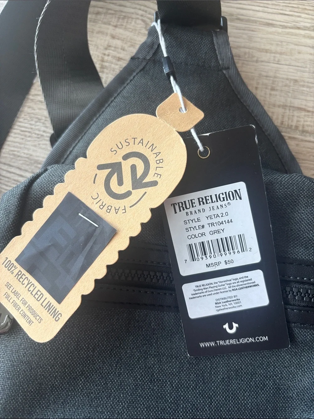 True Religion Gray Men's Sling Belt Bag
